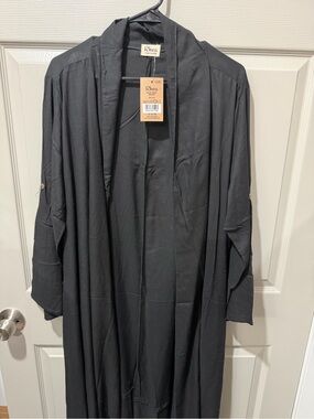 Rhea Black Solid Long Duster